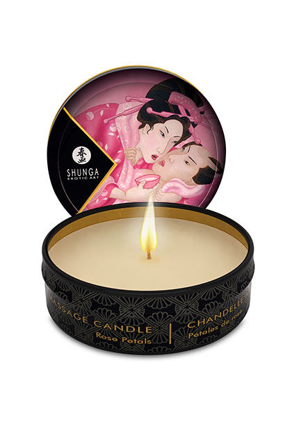 Shunga mini massage candle aphrodisia & roses petals
