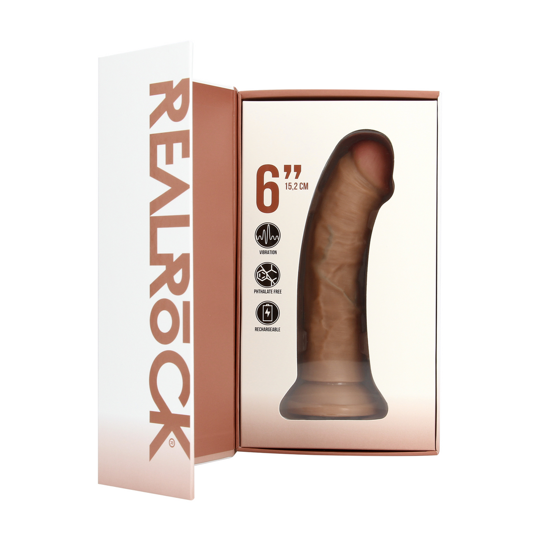 Vibrating Regular Curved Cock - 6 / 15,5 cm - Tan