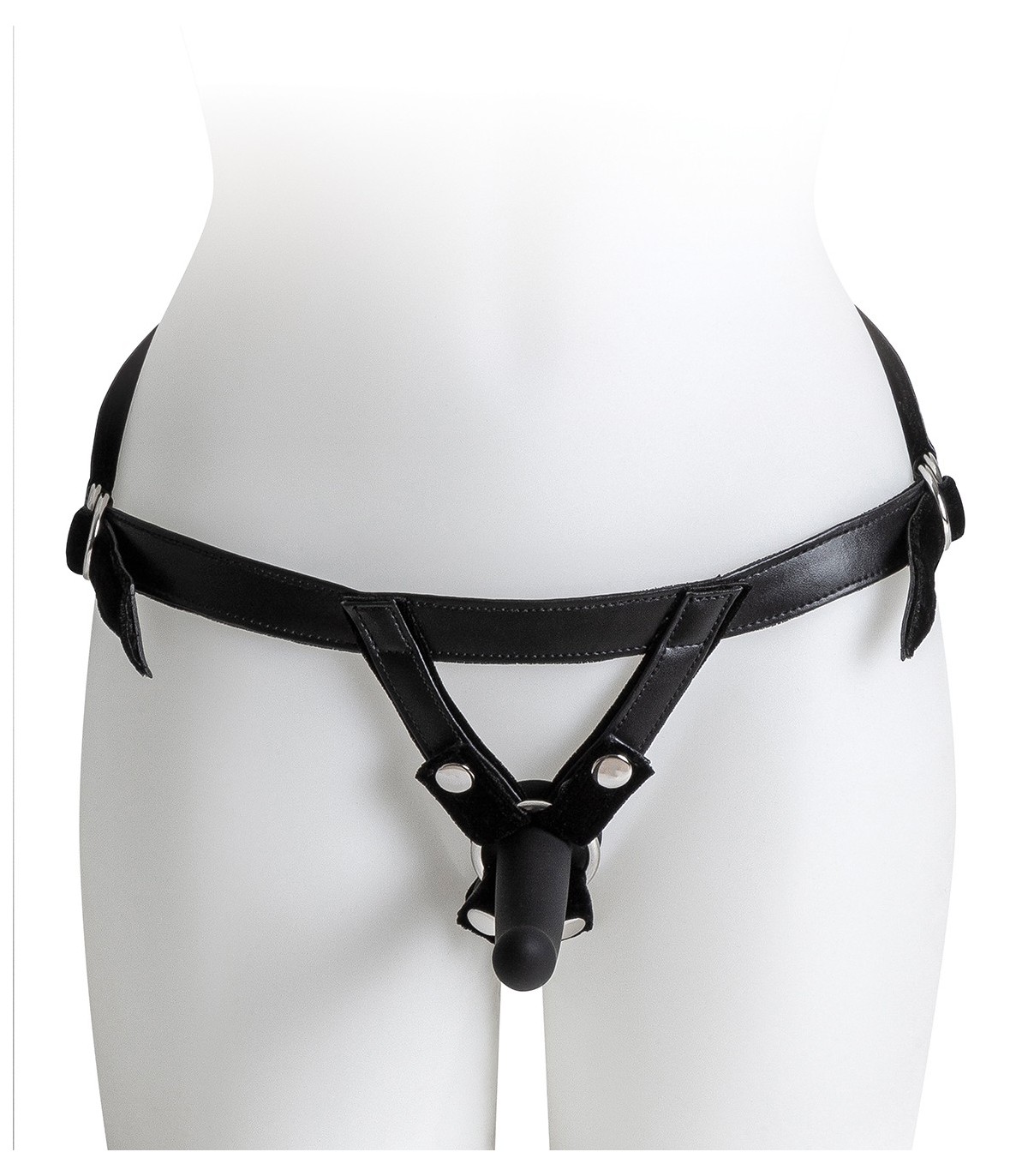 HARNESS WITH BLACK DILDO SIZE S