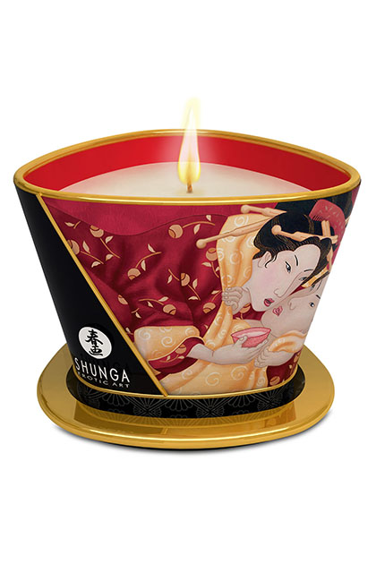 Shunga massage candle romance sparkling strawberry wine