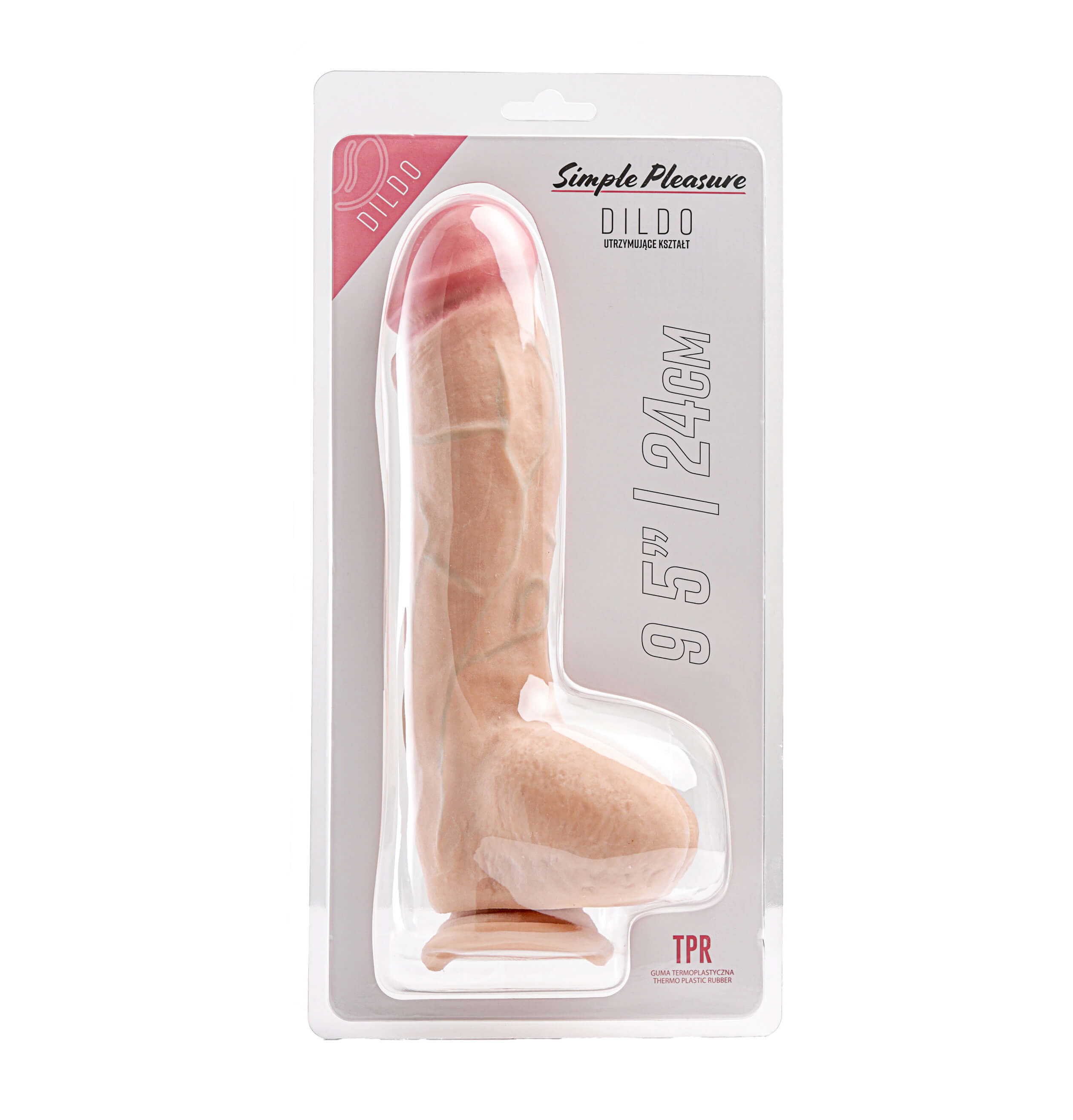 Simple Pleasure dildo z wbudowanym kręgosłupem cyberskóra kolor cielisty 25,5 cm