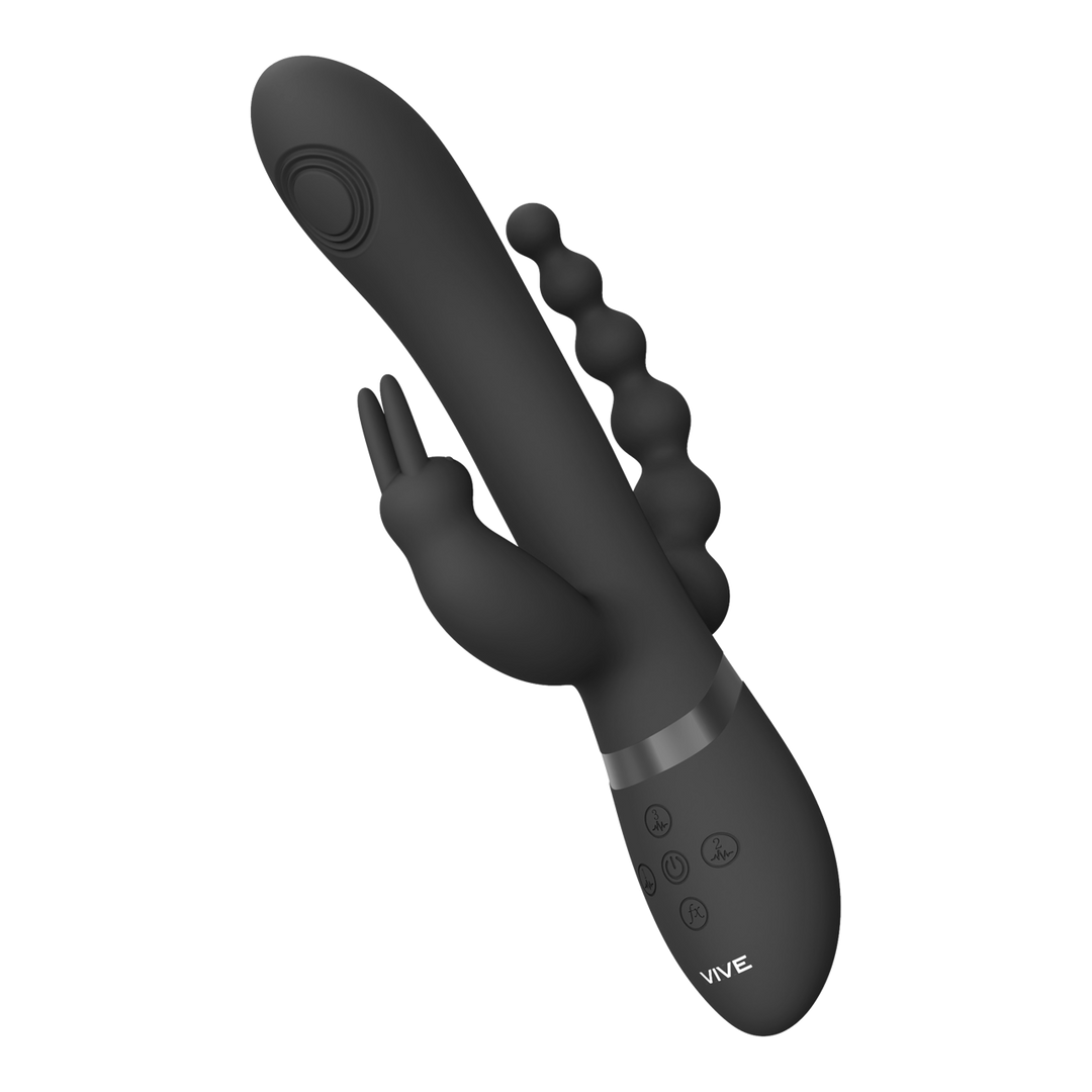 Rini - Pulse Wave  Vibrating Double Penetration Rabbit - Black