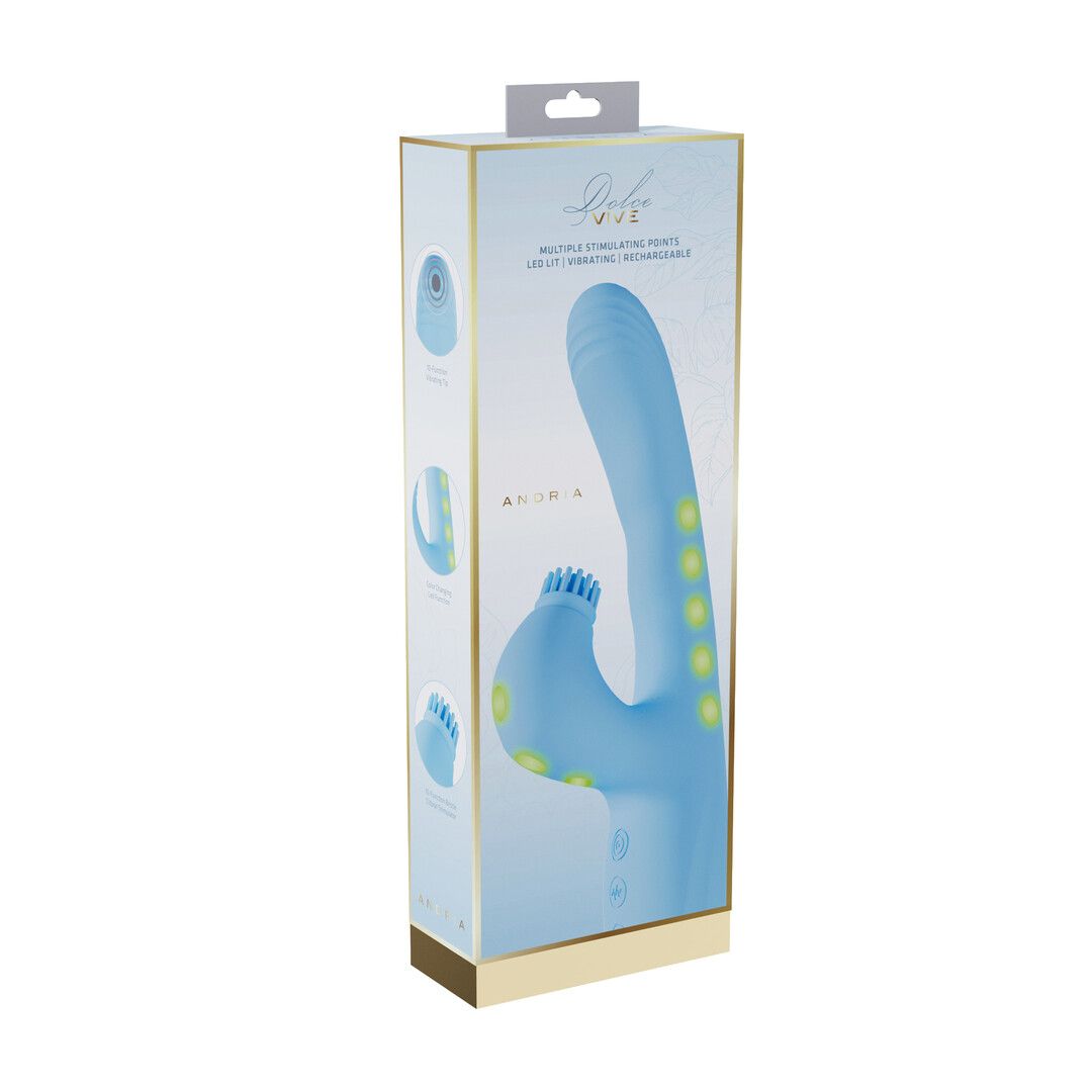 Andria - G-Spot Vibrating and Tap Clit Stimulator with LED - Blue