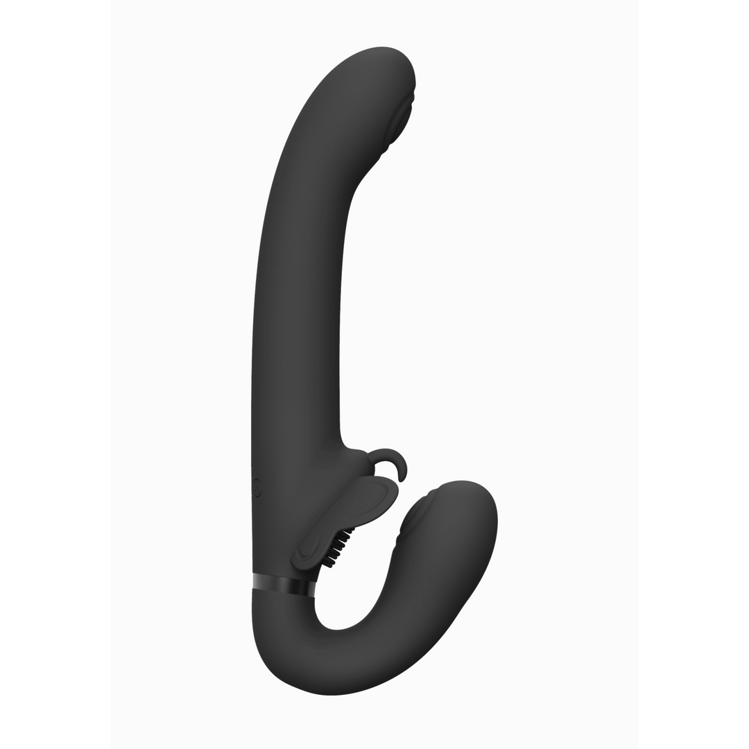 Satu - Pulse-Wave and Vibrating Strapless Strapon - Black