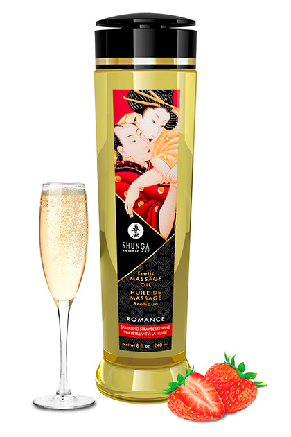 Shunga massage oil romance sparkling strawberry wine