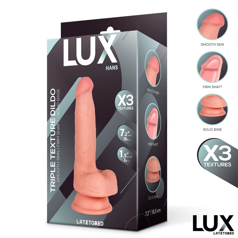 Hans Triple Texture Dildo w/Balls 7,2" Skin Cl,12