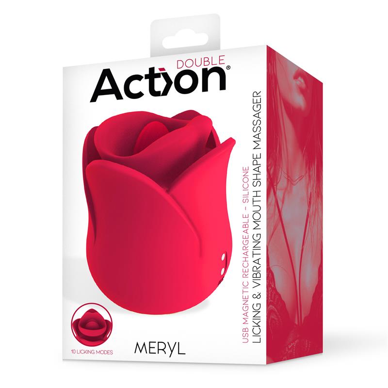 ACTION Meryl Vibe Stimulator Rose Shaped with Tongue 2 Motors