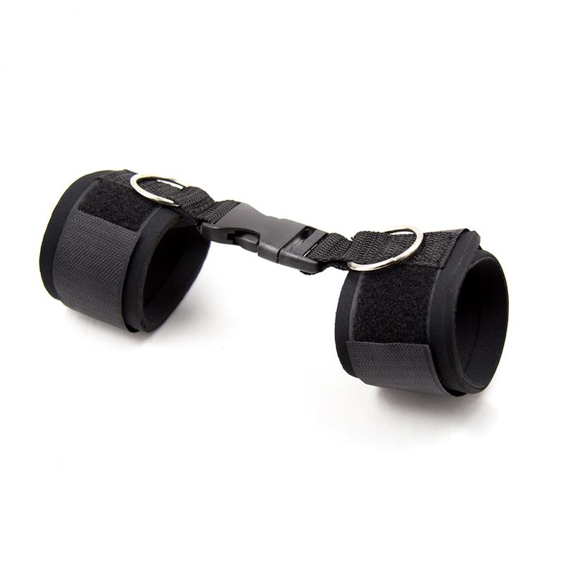 LATETOBED BDSM LINE Neoprene Handcuffs with Veldro Black