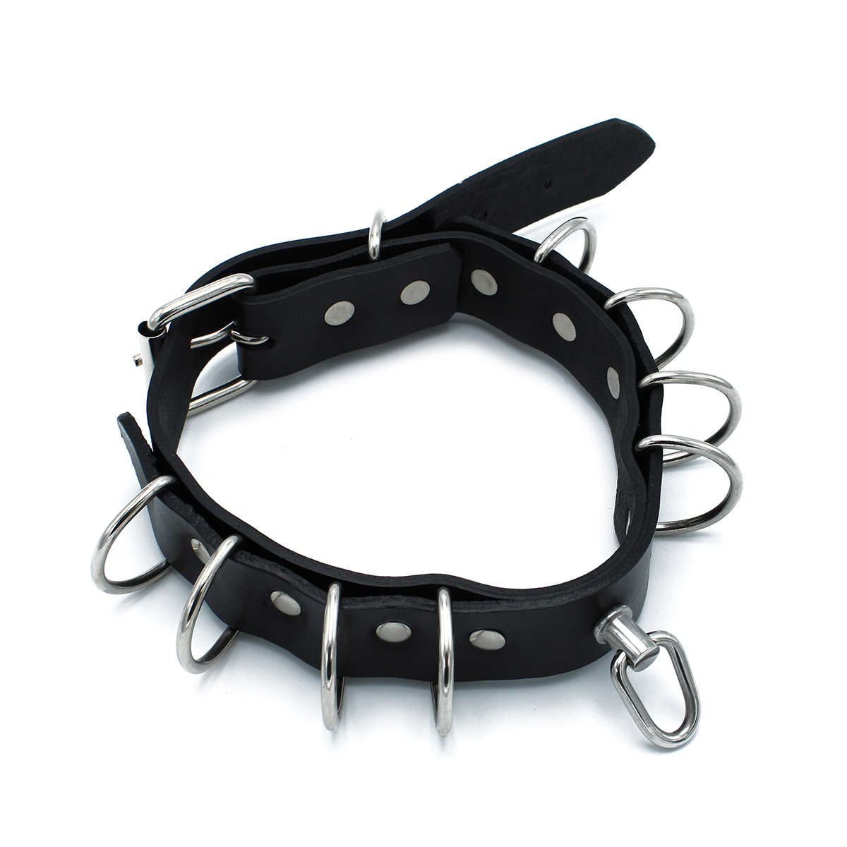 Kiotos Leather Black Leather Collar Multi-D-Rings