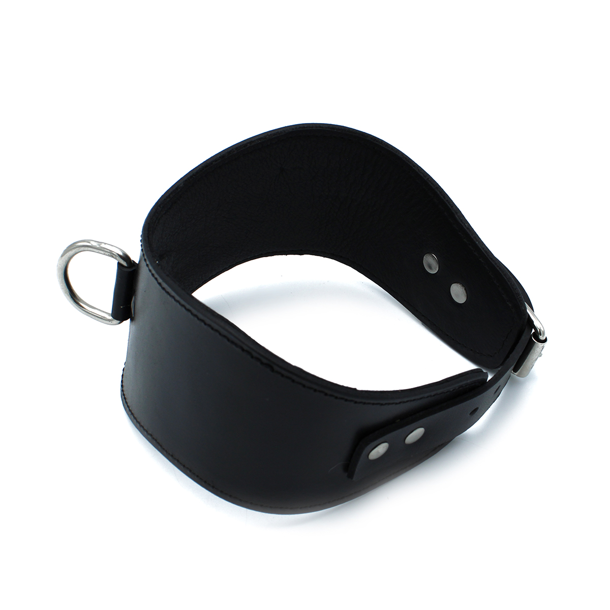 Kiotos Leather Contoured Black Leather Collar with D-Ring