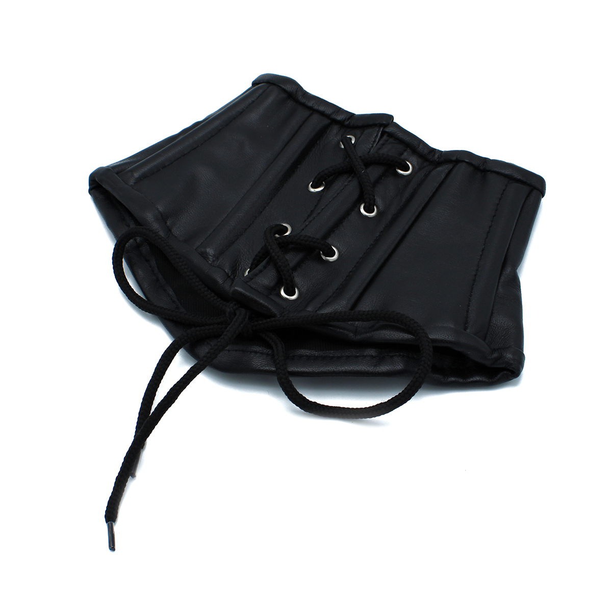 Kiotos Leather Black Leather Lace-Up Corset Collar