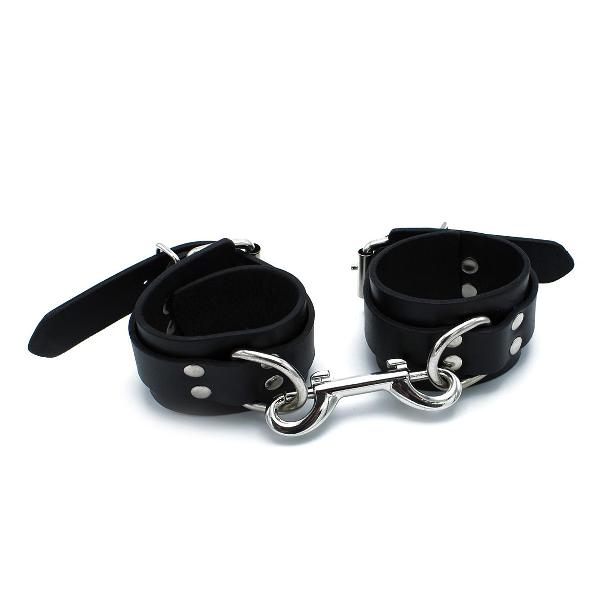 Kiotos Leather Black Leather Chain-Linked Cuffs