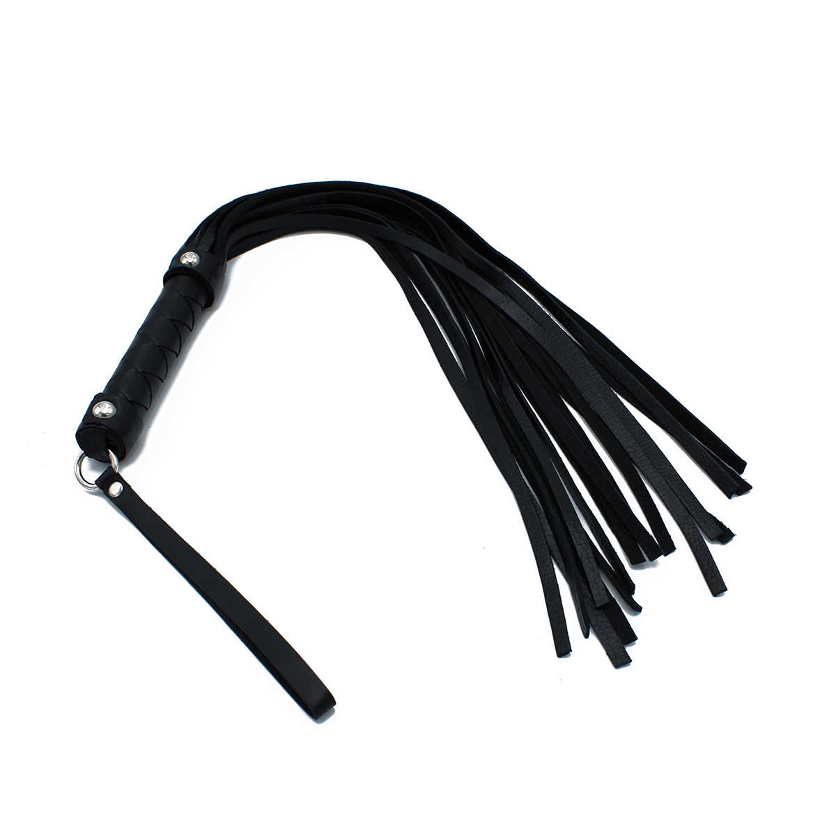 Kiotos Leather Black Leather Flogger with Braided Handle