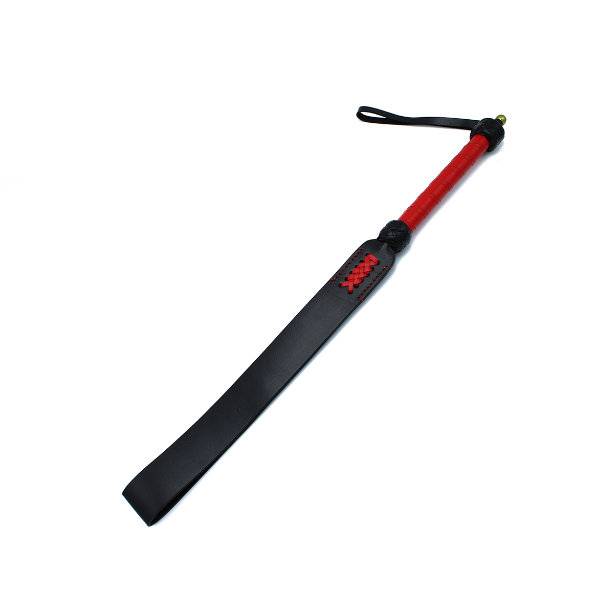 Kiotos Leather Black & Red Leather Long Paddle Whip