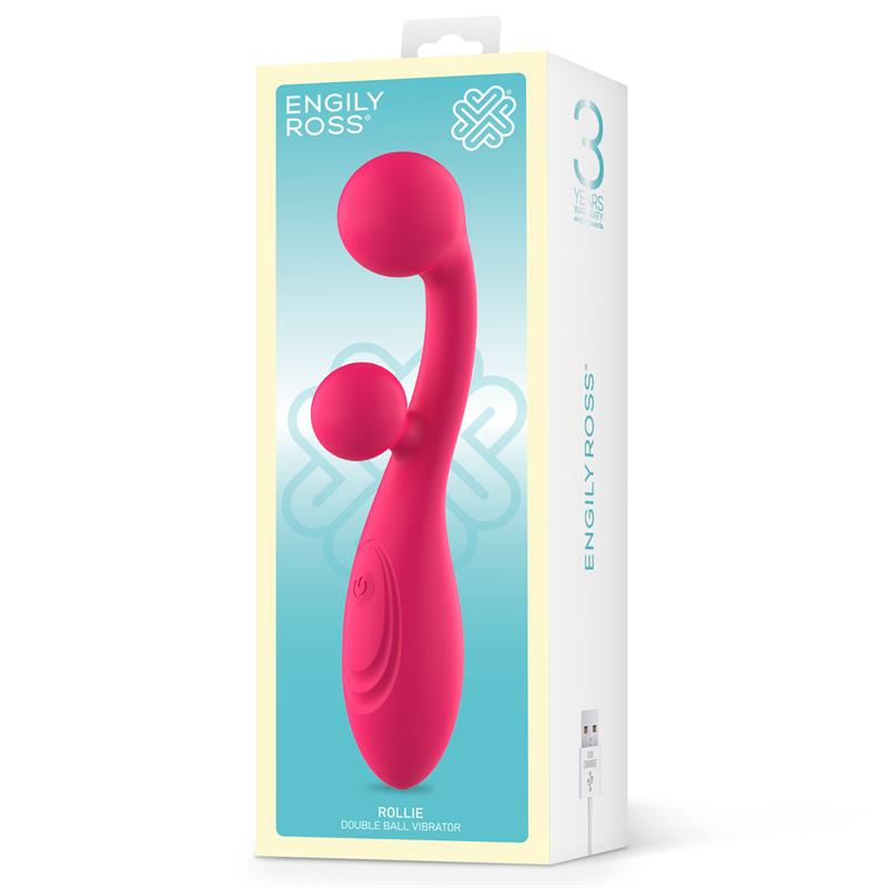 Rollie Double Ball Vibrator USB Silicone Pink Cl50